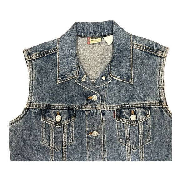 Vintage Levi’s Red Tab Made In USA Size Large MIS Denim Biker Vest - Picture 3 of 4